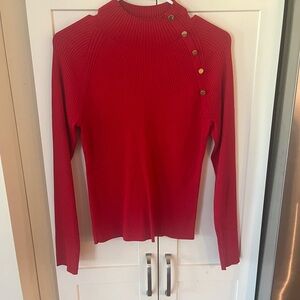 Express women’s ribbed sweater with gold button embellishment